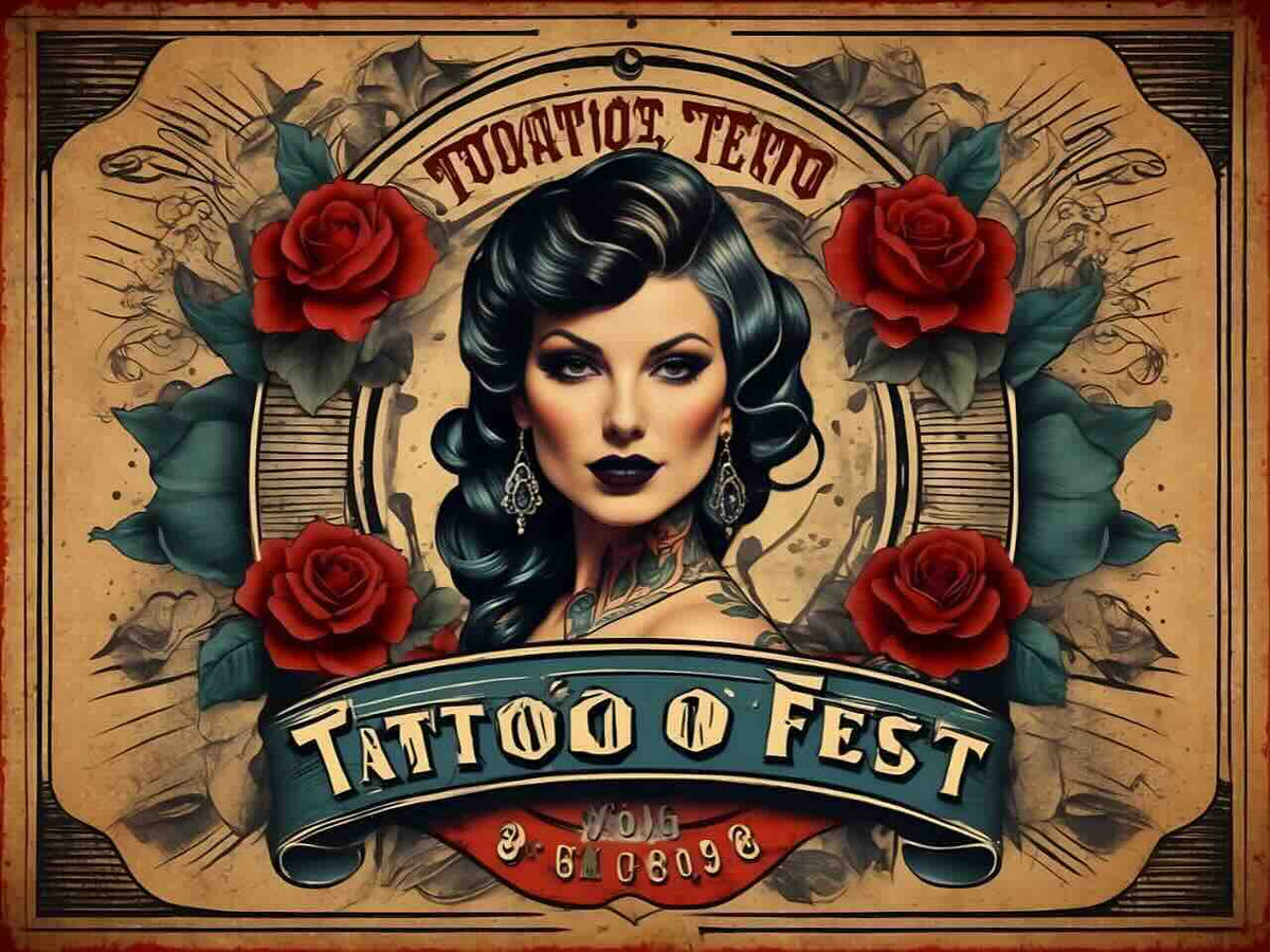 Voorbeeld aanplakbiljet van een tattoo conventie