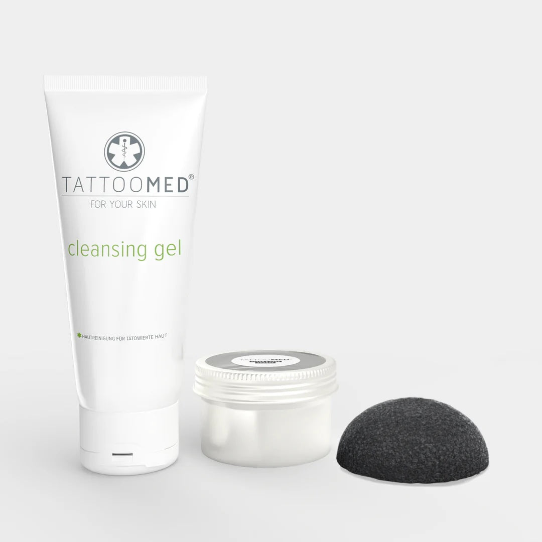 TattooMed Cleansing Gel bundel met spons en potje – complete set voor milde tattoo reiniging en nazorg