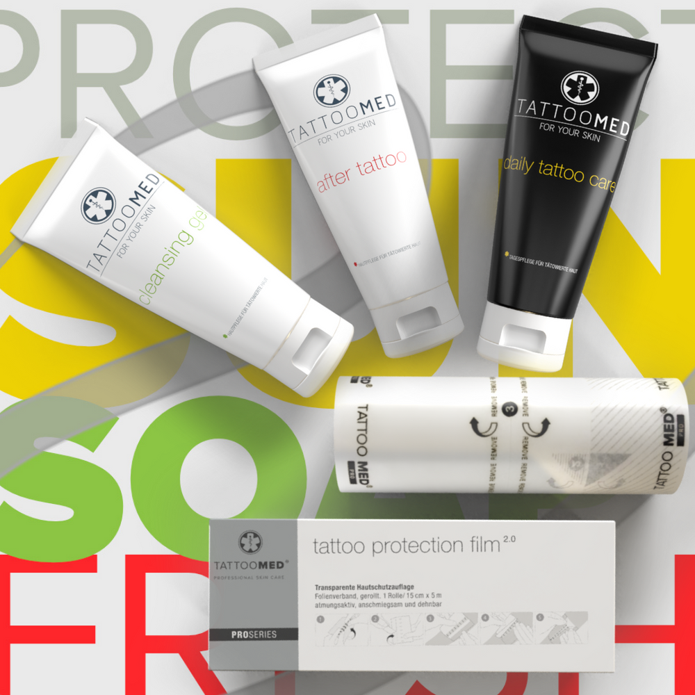 TattooMed after tattoo crème, cleansing gel zeep, daily tattoo care verzorging, protection film second skin