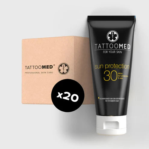 TattooMed Sun Protection LSF30 100 ml – 20-pack multipack met tube en doos