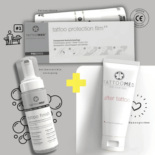 TattooMed bundel met Tattoo Protection Film 2.0, After Tattoo crème en Tattoo Finish reiniging – complete tattoo nazorg set